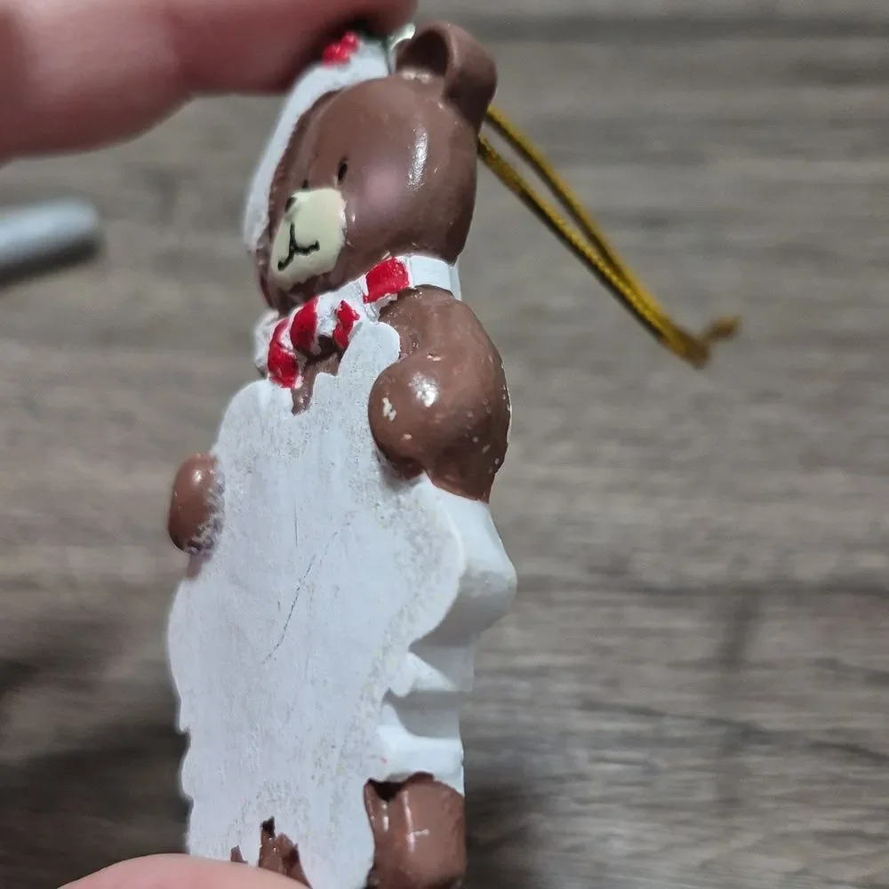 ♡ 3/$16 ♡ Christmas Teddy Bear Santa Hat Name Plate Ornament